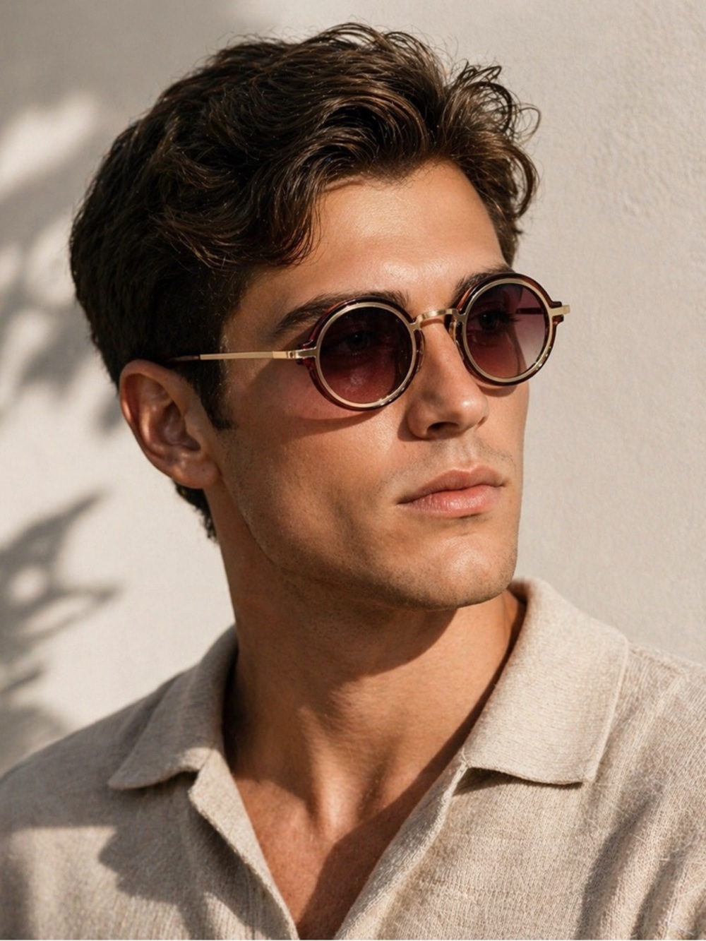 #51 Retro Style Round Gradient Sunglasses with Gold Rim Accent